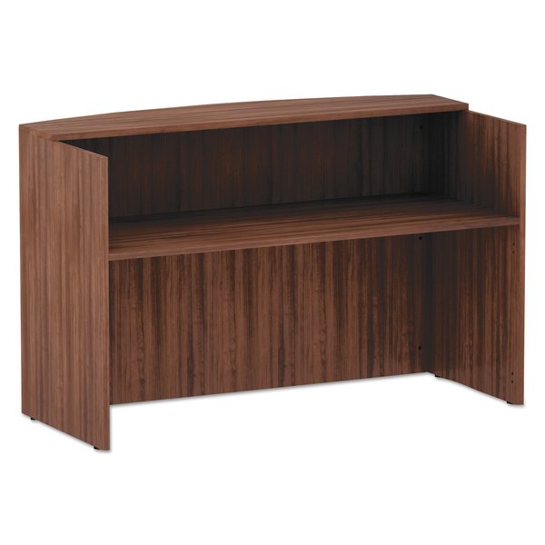 Alera Reception Desk, 35-1/2 in D X 71" W X 42.5" H, Modern Walnut, Woodgrain Laminate VA327236WA